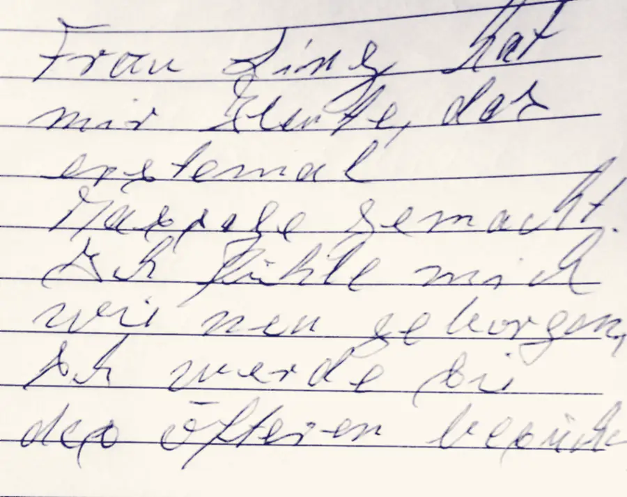 Gästebuchseite mit einem handschriftlichen Eintrag, der Ling namentlich dankt